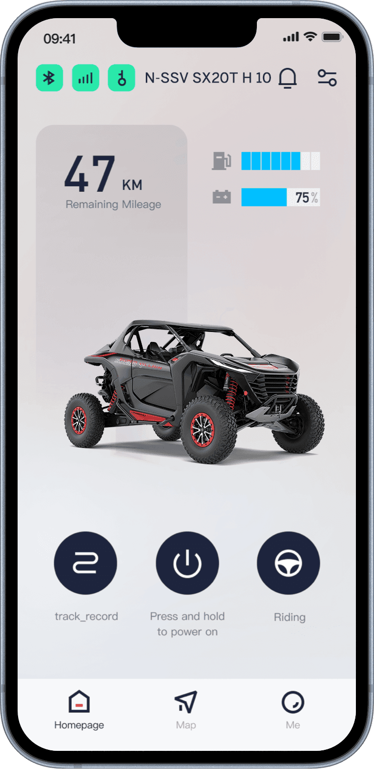 Domovská obrazovka vozidla — aplikace Segway Smart Moving